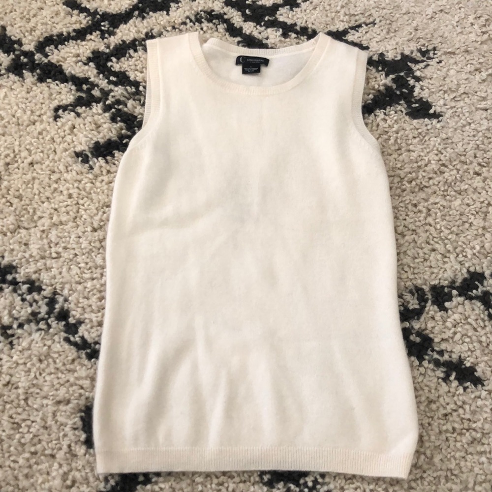100% Cashmere Off White Sleeveless Sweater Top